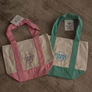 Trader Joe’s 2026 mini pastel canvas tote bags NWT